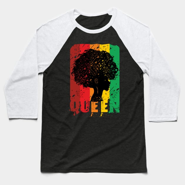 Black Queen Women Shirt Afro American Strong Natural Hair Baseball T-Shirt by FunnyphskStore